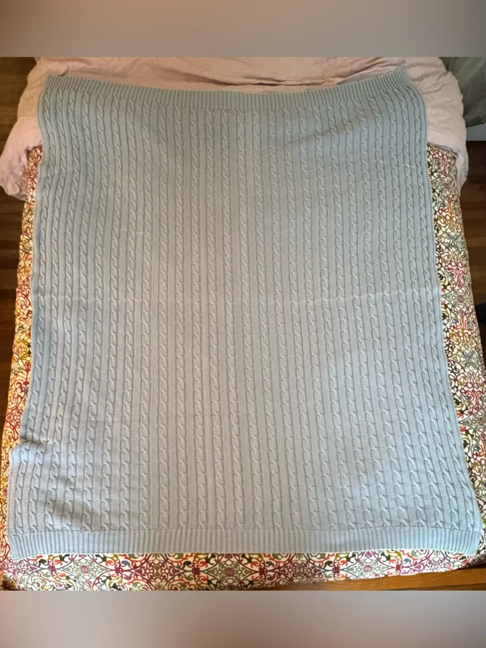 Lauren Ralph Lauren Cable-Knit blanket in Light Blue